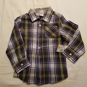 Healthtex boys size 4T plaid button down shirt, NEW